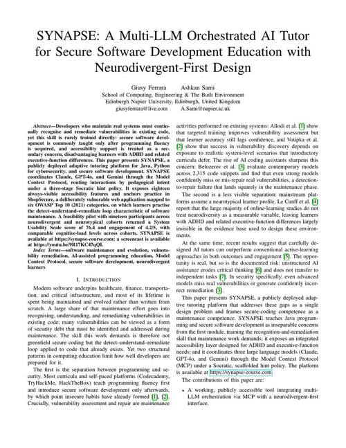 SYNAPSE research paper